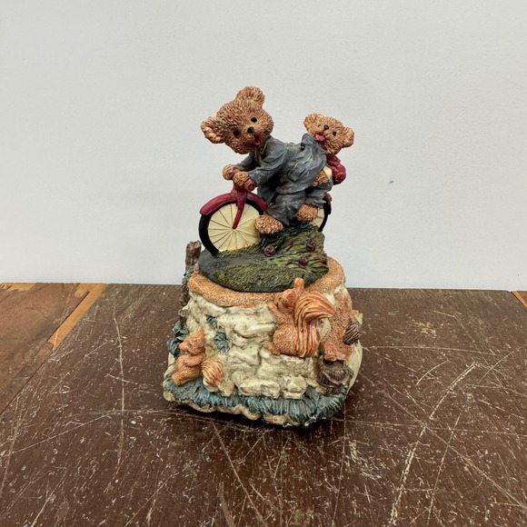 Vintage Bicycle Built for Two Bears Music Box Squirrels Figurine Cute Decor - Picture 1 of 6